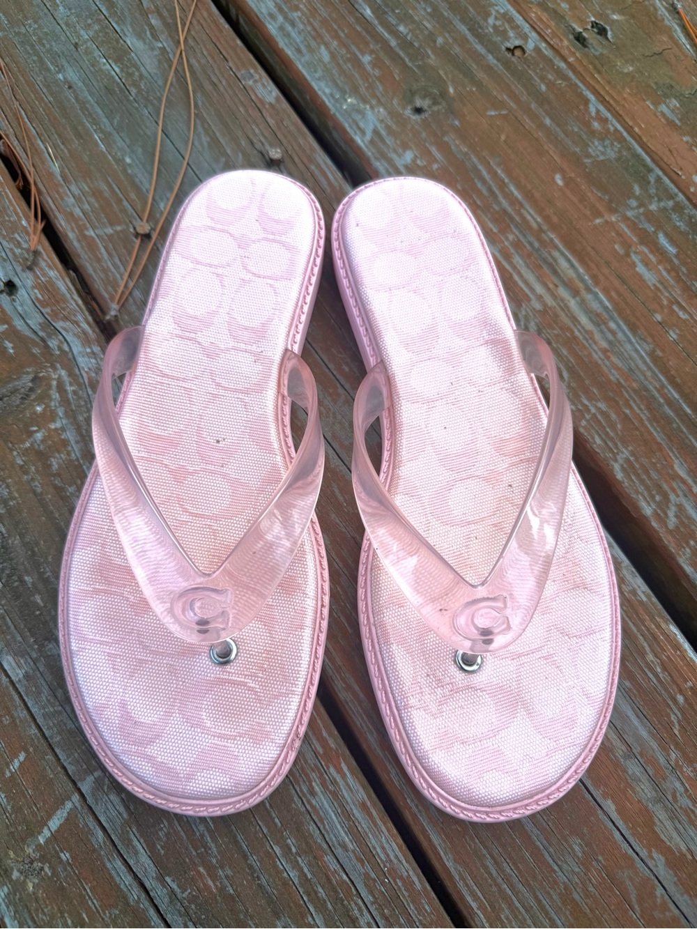 Coach Women’s Pink Jelly Flip Flops